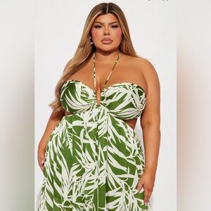 Tropical Satin Maxi Dress